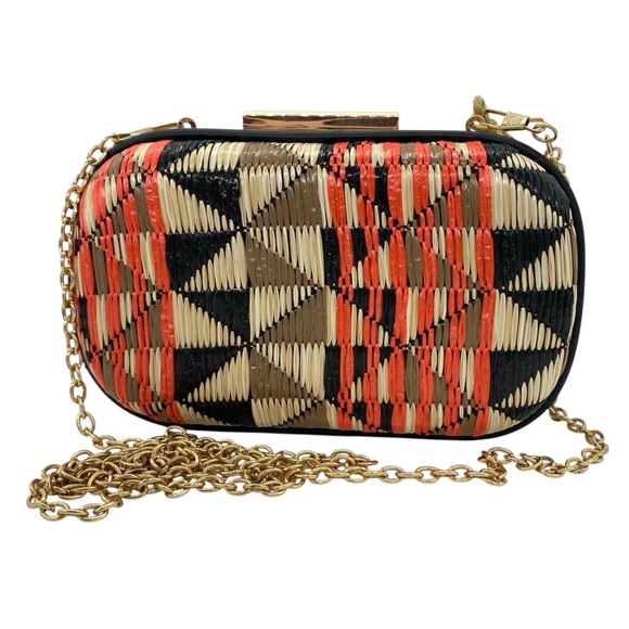 Antik Kraft Southwestern Wicker Woven Box Chain Clutch Purse